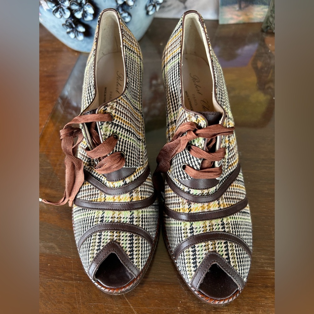 Robert Clergerie Peep Lace Up Heels 9 1/2